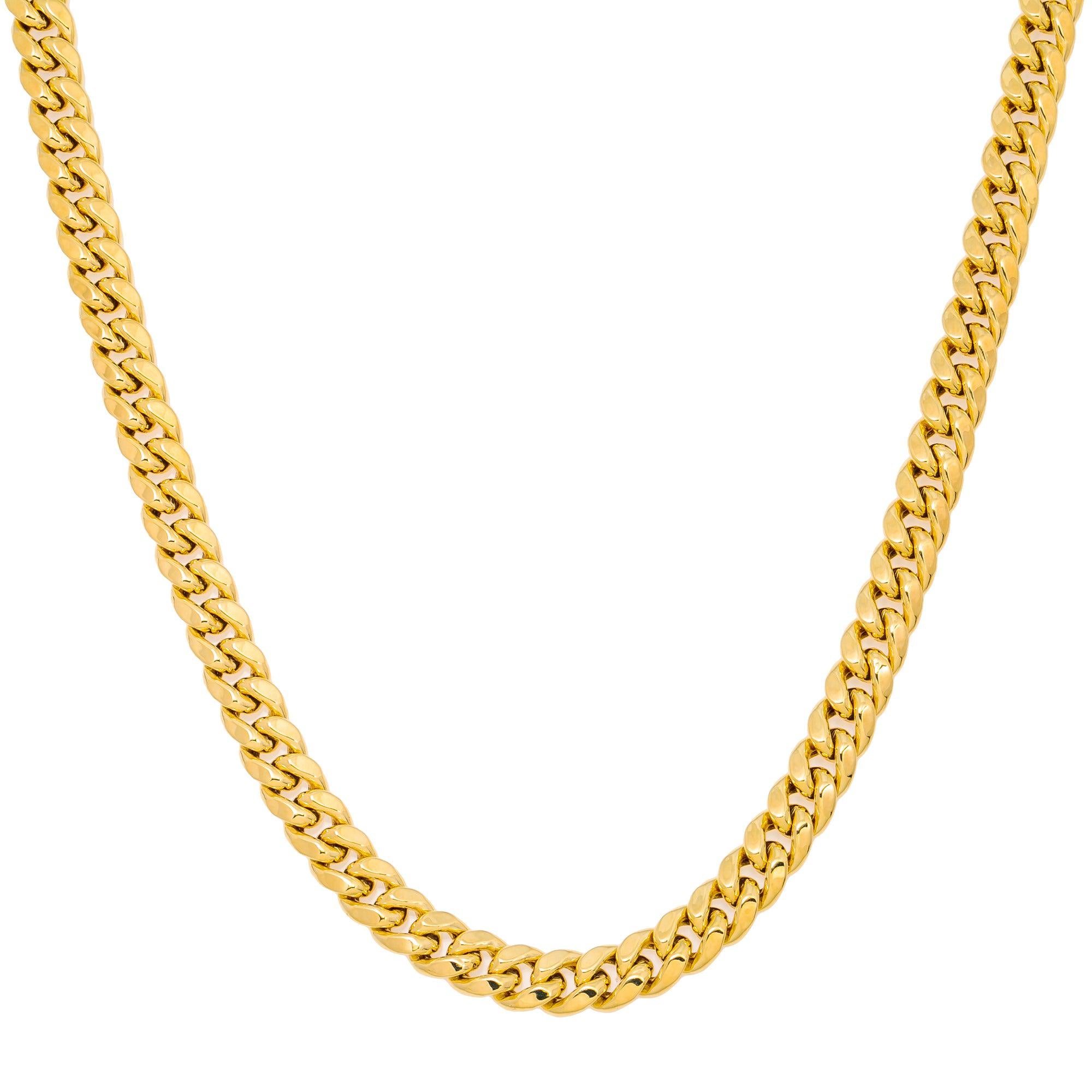 10k Yellow Gold 7mm Hollow Cuban Link Chain Available In Sizes 18"-26"