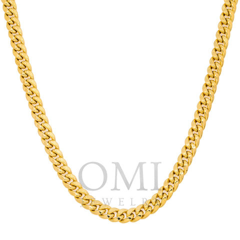 10k Yellow Gold 7mm Hollow Cuban Link Chain Available In Sizes 18