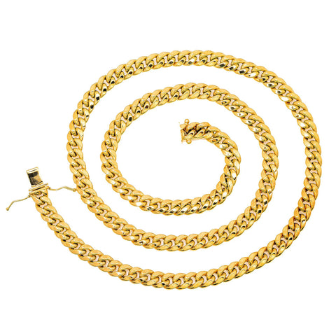 10k Yellow Gold 7mm Hollow Cuban Link Chain Available In Sizes 18