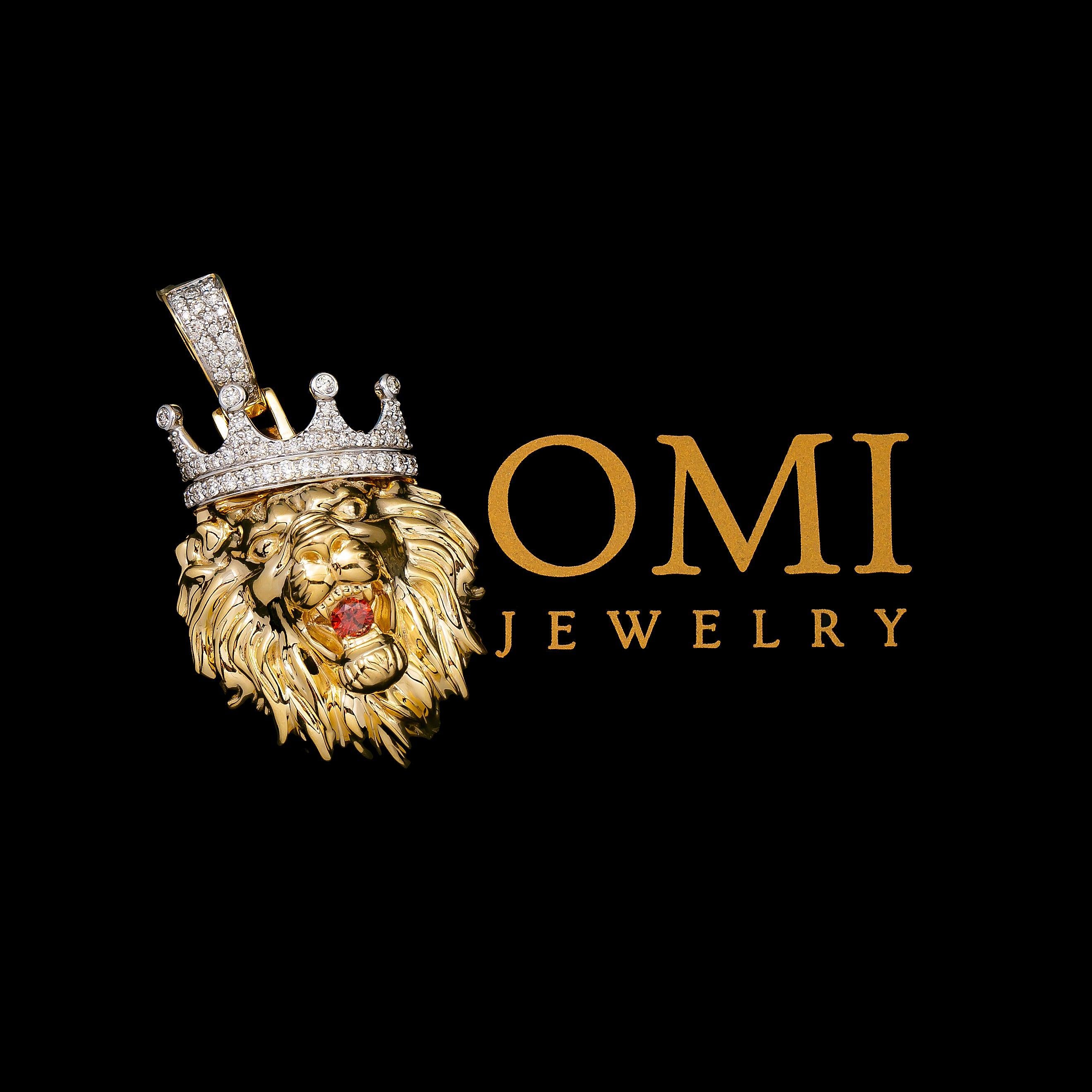 10K YELLOW GOLD DIAMOND LION HEAD PENDANT