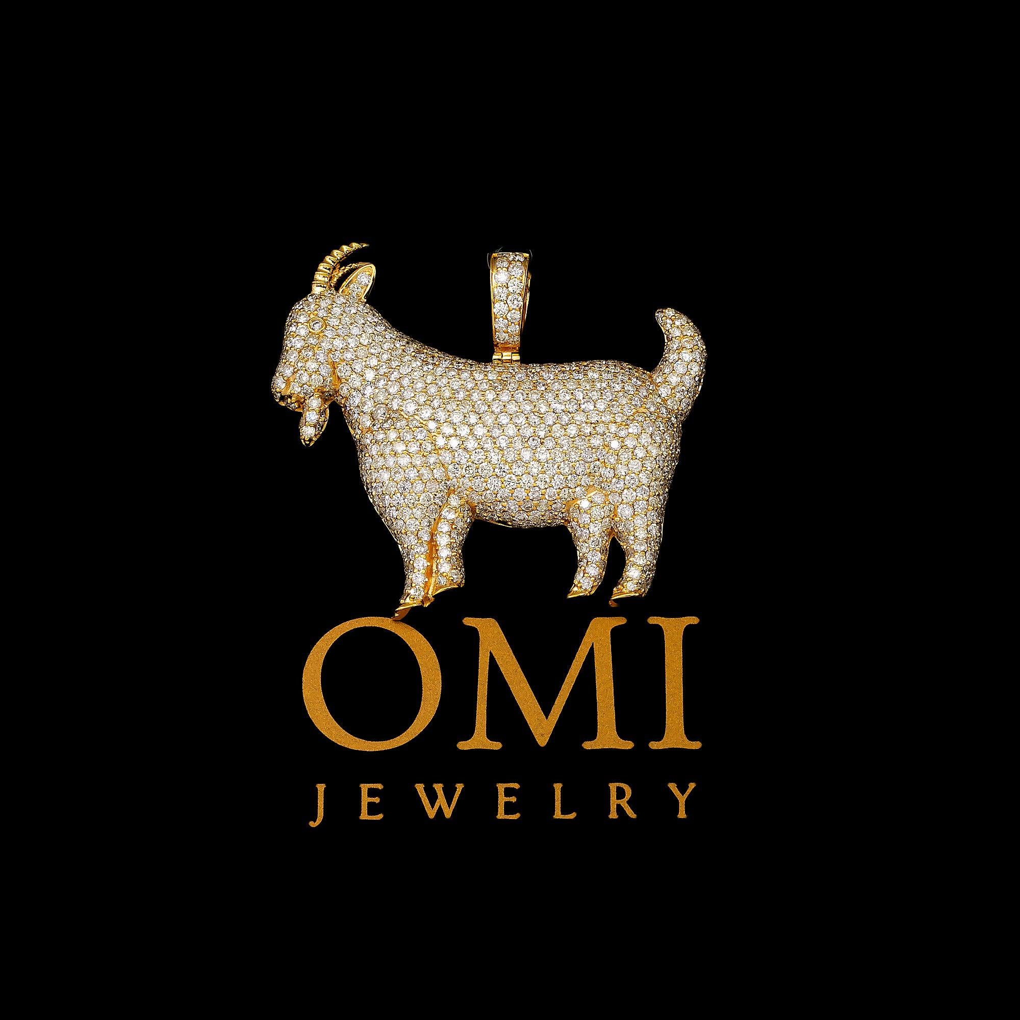 14K YELLOW GOLD DIAMOND GOAT PENDANT 2CT