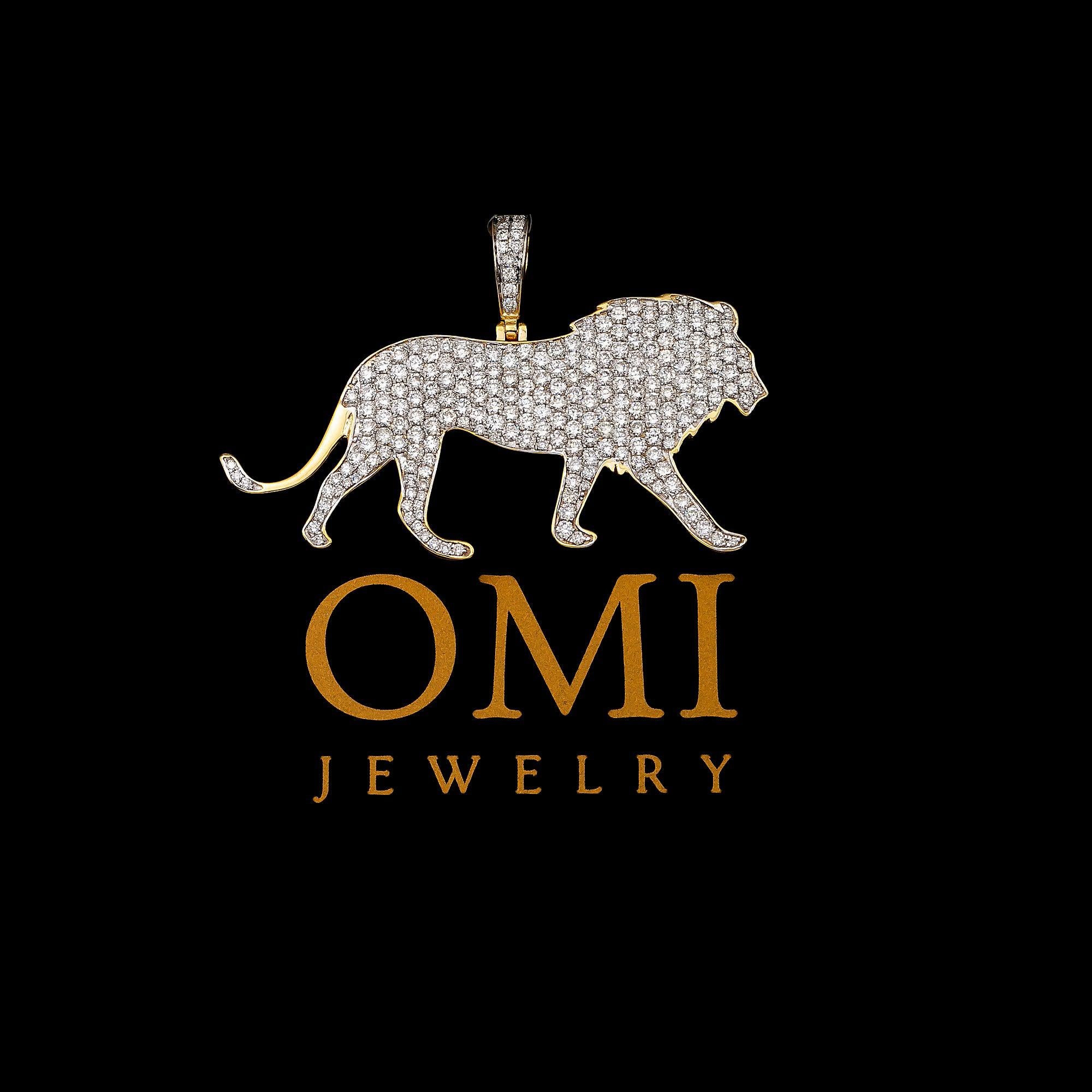 10K YELLOW GOLD DIAMOND LION PENDANT