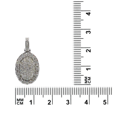 Men's 14K white Gold Round Pendant with 1.85 CT Diamonds