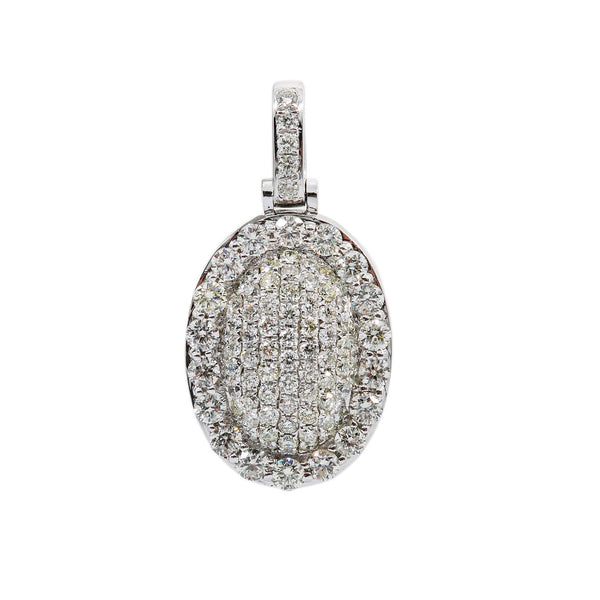 Men's 14K white Gold Round Pendant with 1.85 CT Diamonds