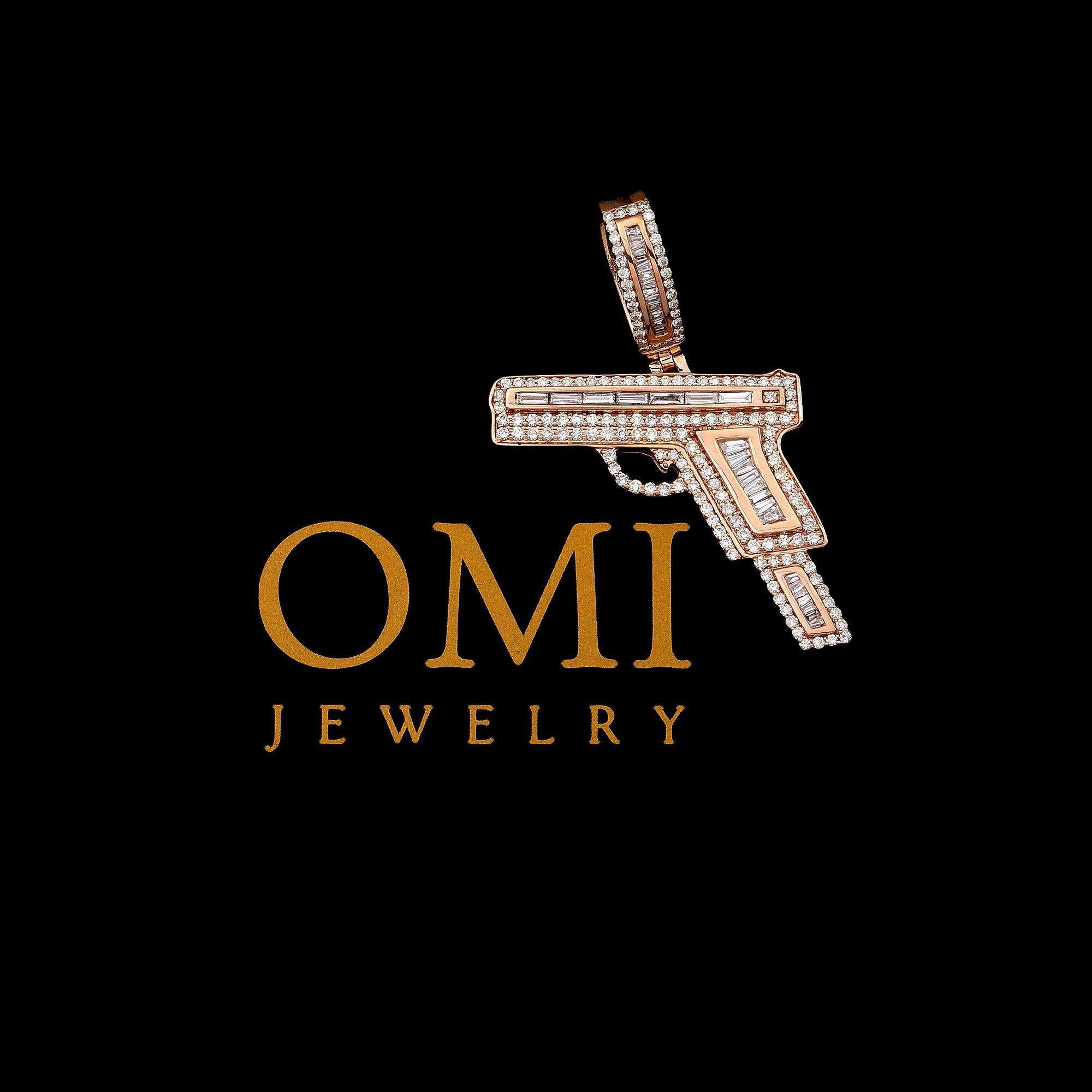 10K ROSE GOLD DIAMOND GUN PENDANT