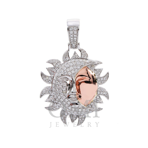 Unisex 14K White and Rose Gold Pendant with 1.41 CT Diamonds