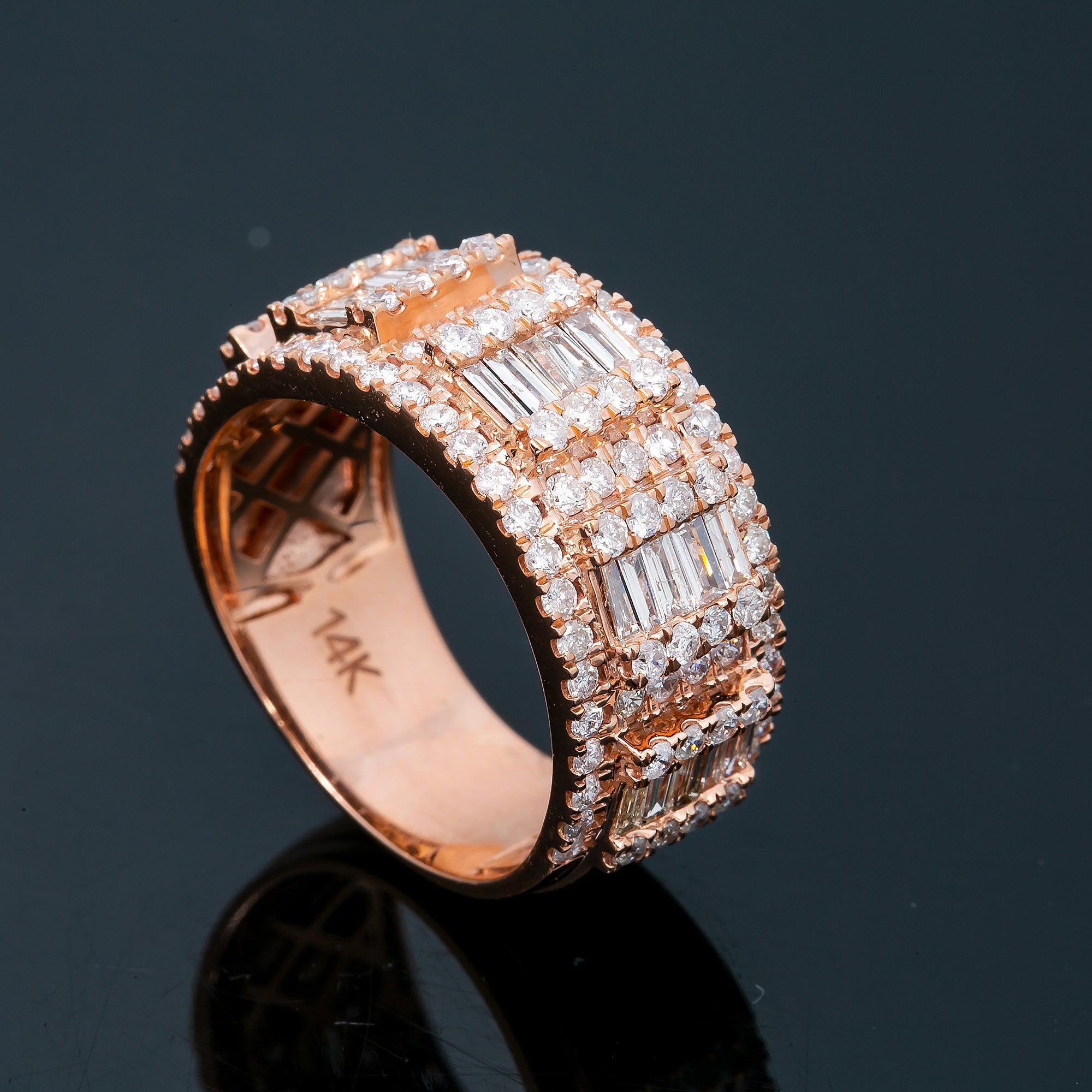 14K ROSE GOLD RING WITH 2.93 CT BAGUETTE DIAMONDS
