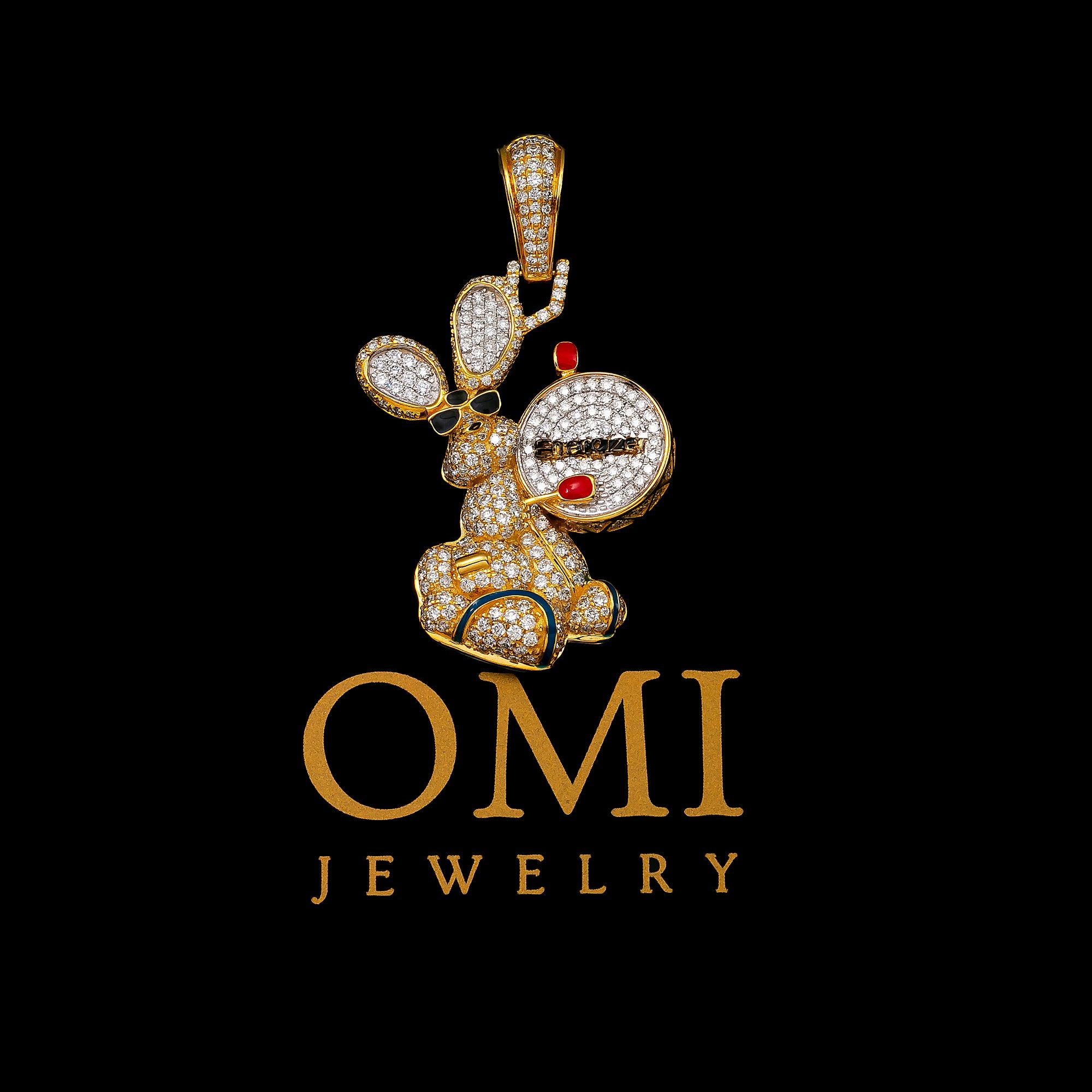 14K YELLOW GOLD RABBIT BATTERY DIAMOND PENDANT