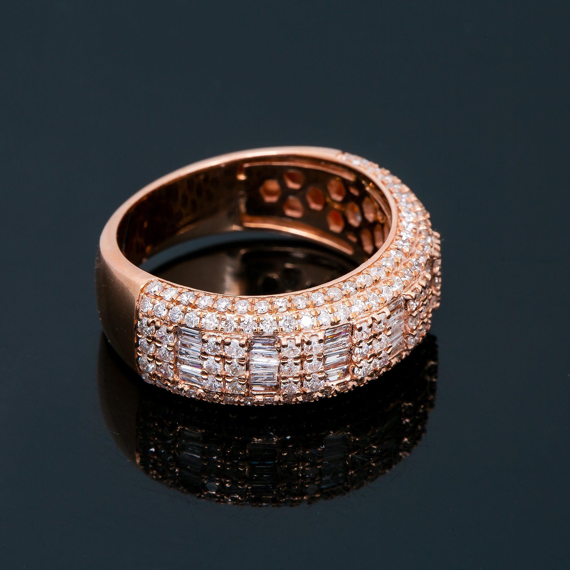14K ROSE GOLD RING WITH 2.03 CT BAGUETTE DIAMONDS