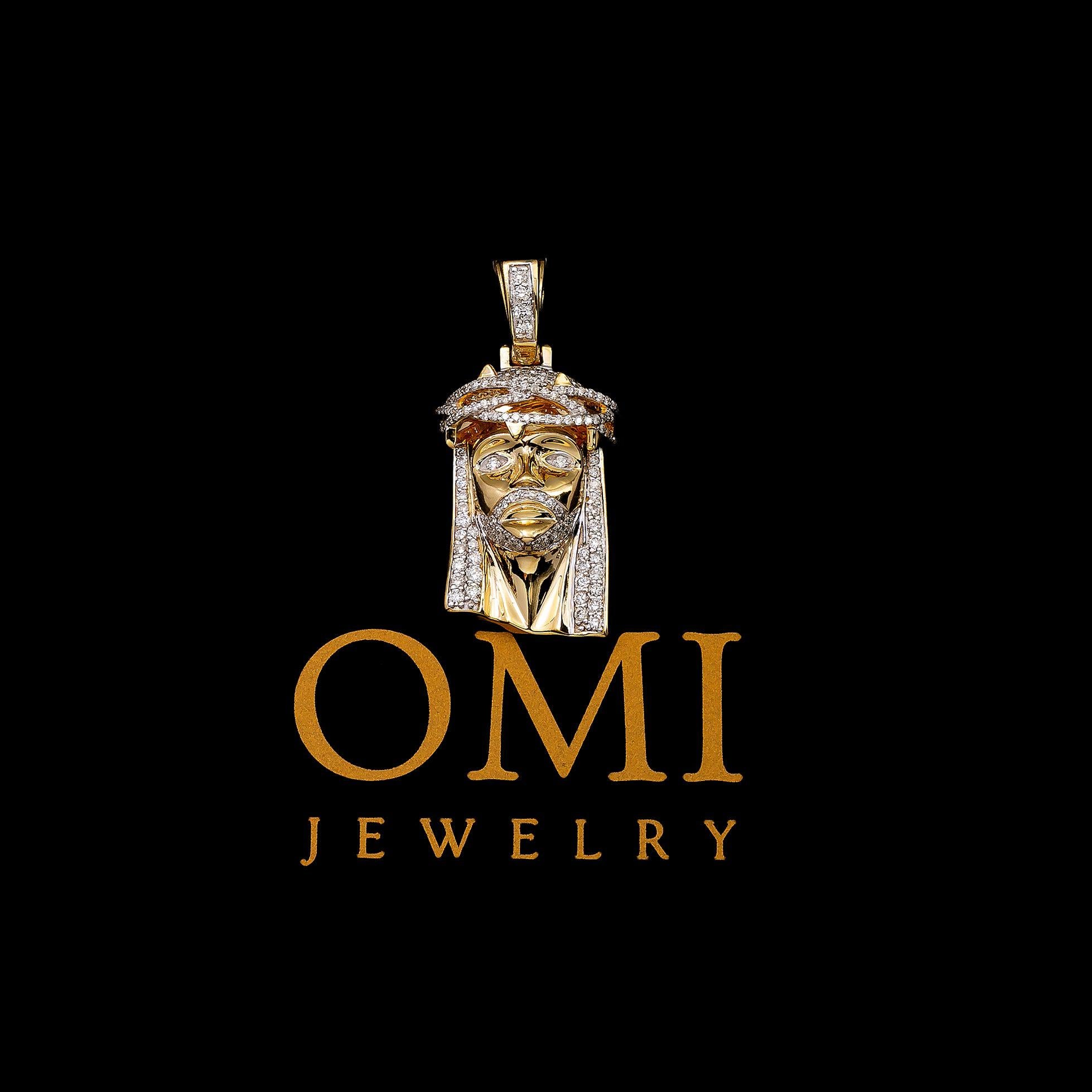 10K YELLOW GOLD DIAMOND JESUS HEAD PENDANT