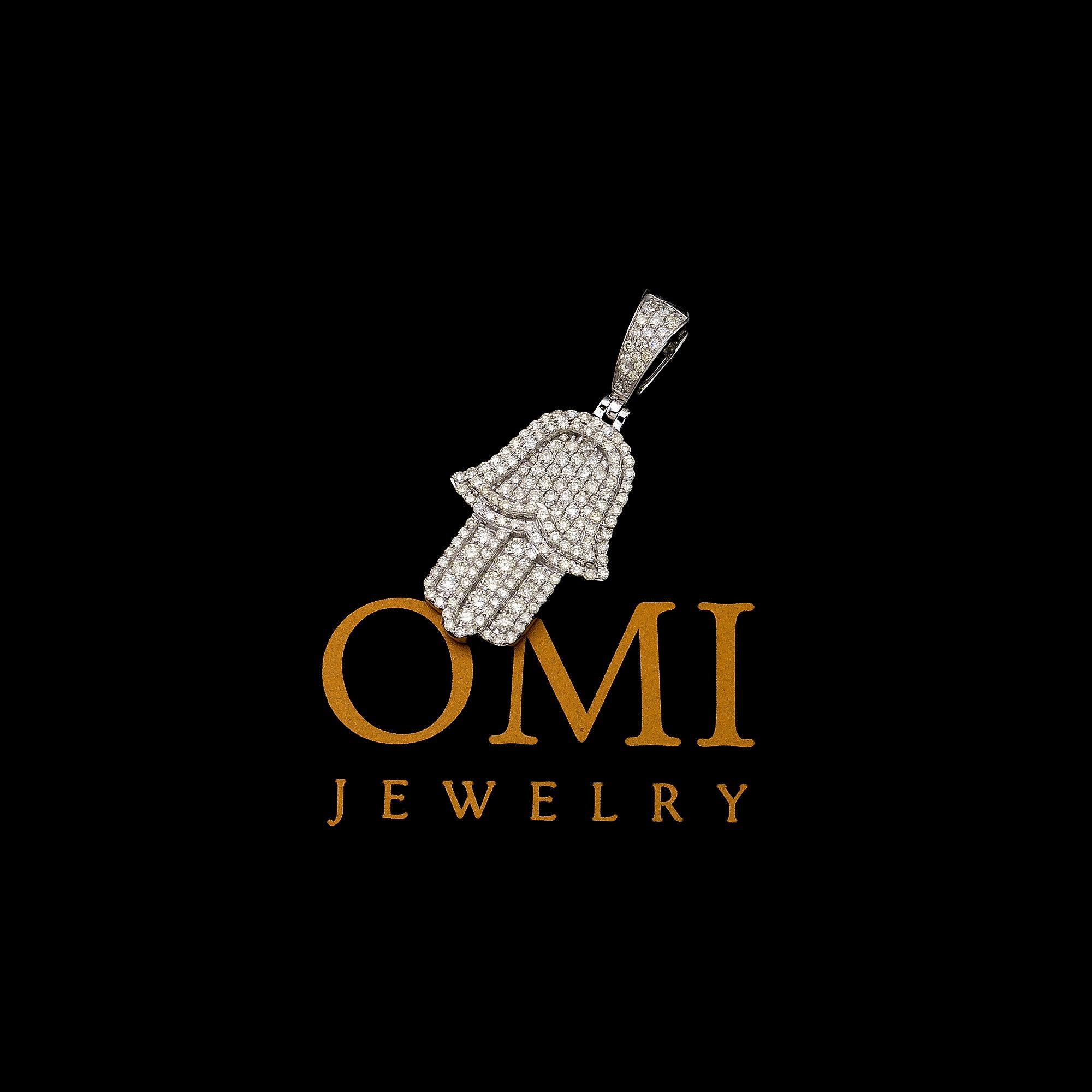 14K WHITE GOLD DIAMOND HAMSA PENDANT