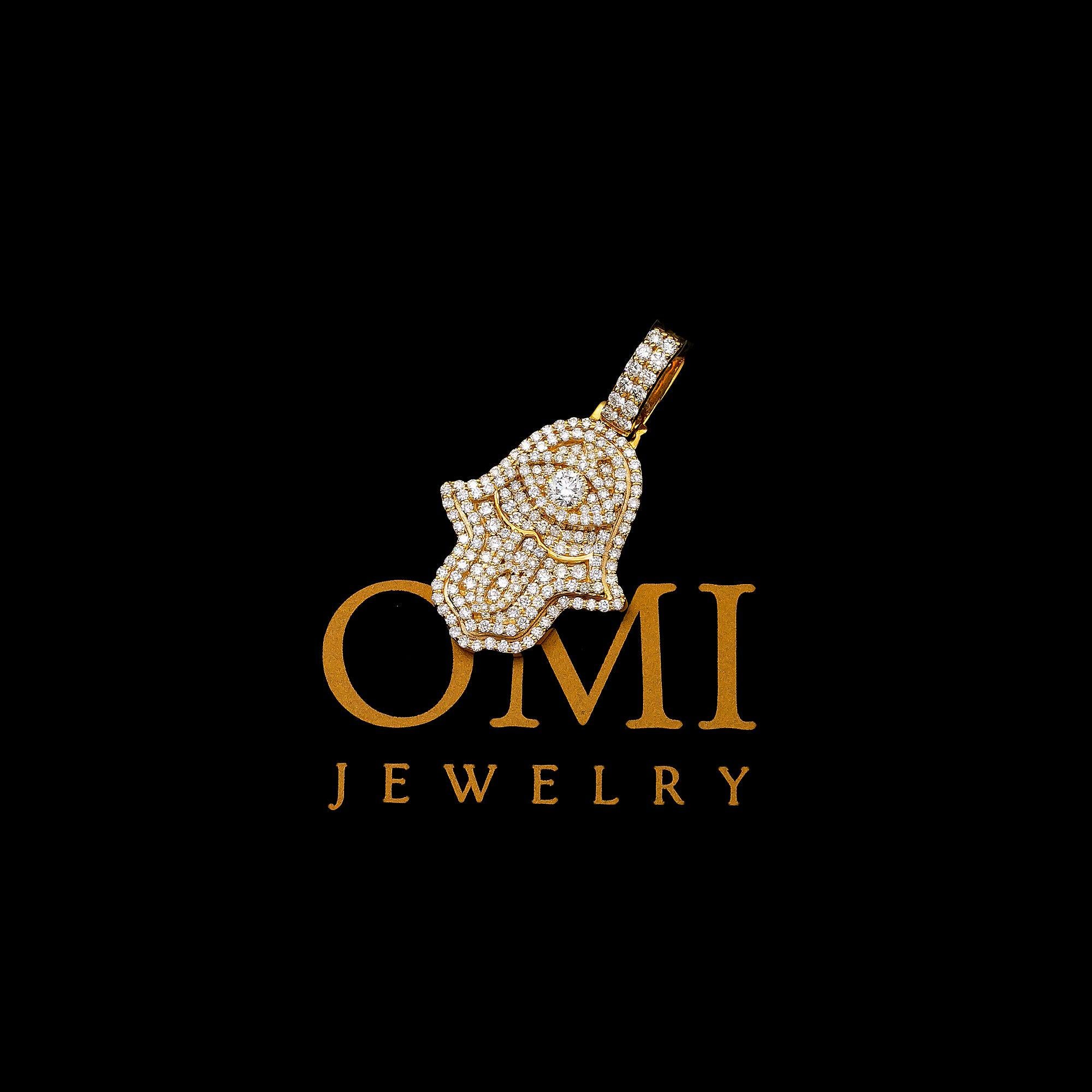 14K YELLOW GOLD DIAMOND HAMSA PENDANT