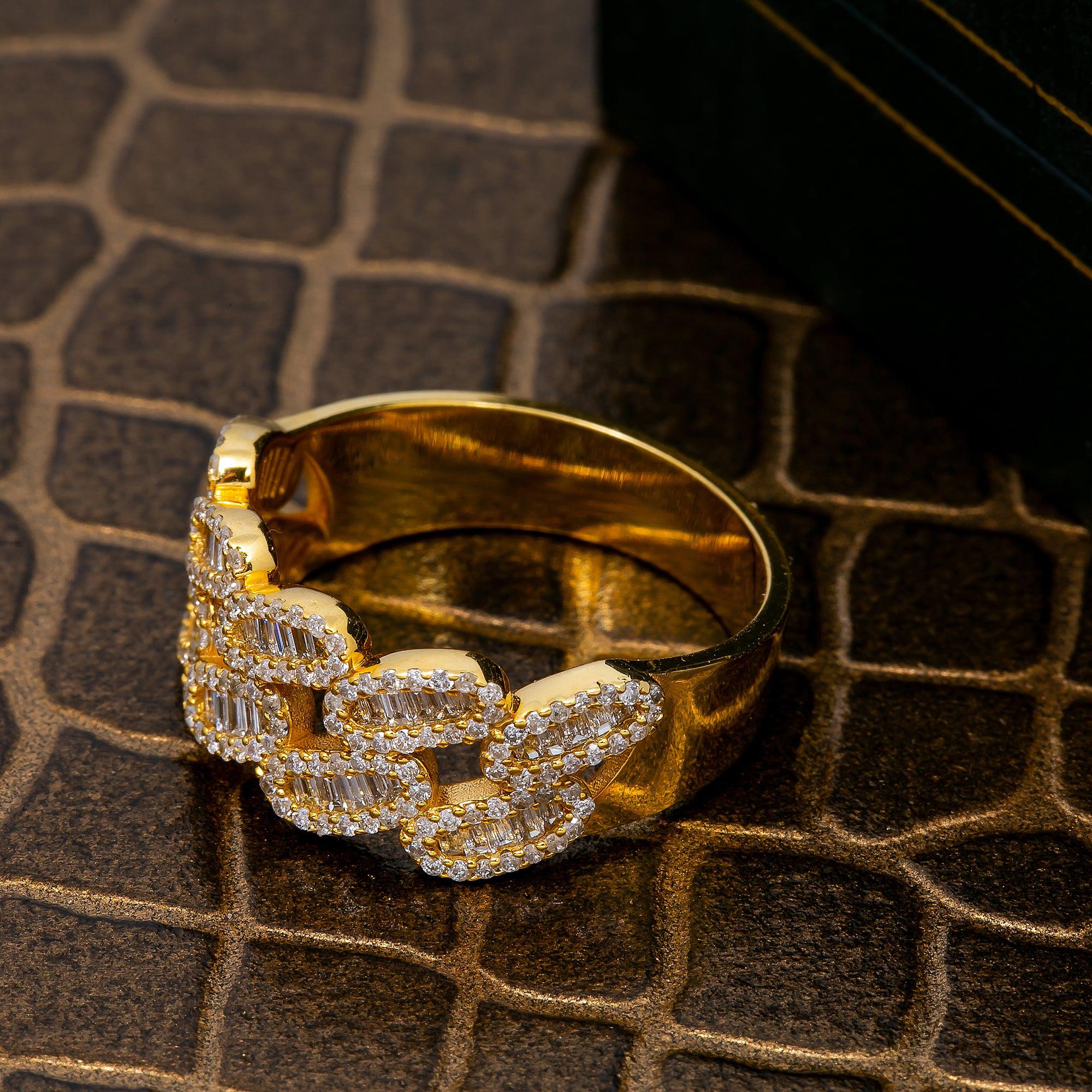 10K YELLOW GOLD RING 0.91 CT BAGUETTE DIAMONDS