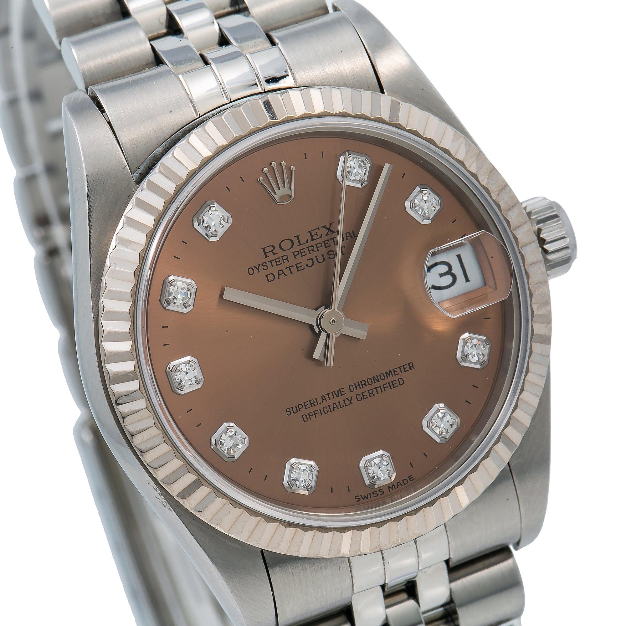 Rolex Datejust 31MM 68274 Brown Diamond Dial Fluted Bezel Stainless Steel Jubilee Bracelet