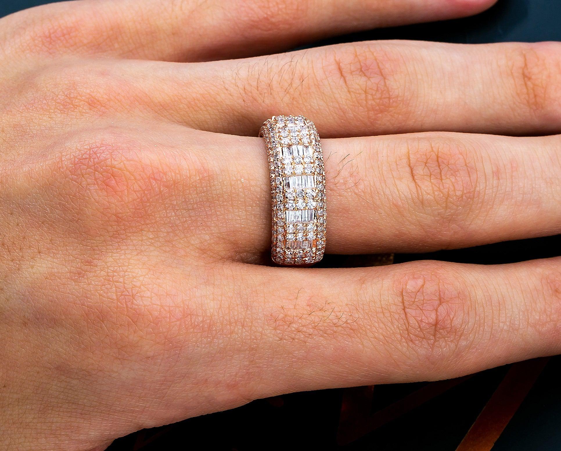 14K ROSE GOLD RING WITH 2.03 CT BAGUETTE DIAMONDS