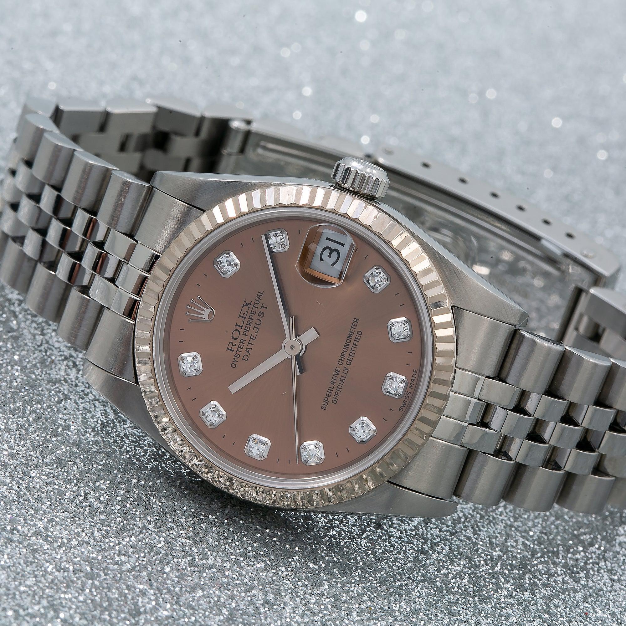 Rolex Datejust 31MM 68274 Brown Diamond Dial Fluted Bezel Stainless Steel Jubilee Bracelet