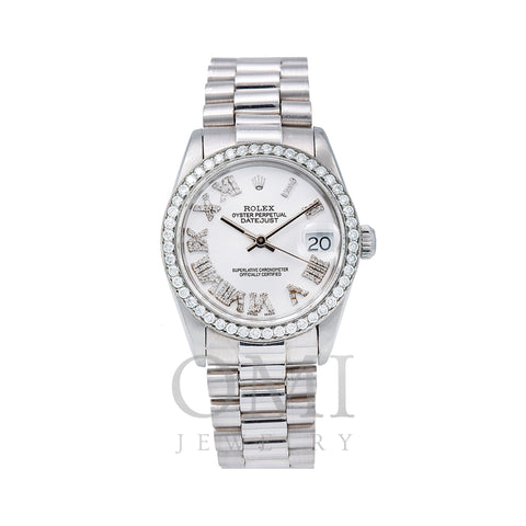 Rolex Datejust Diamond Watch 31MM Silver Diamond Roman Numeral Dial 1.05 CT