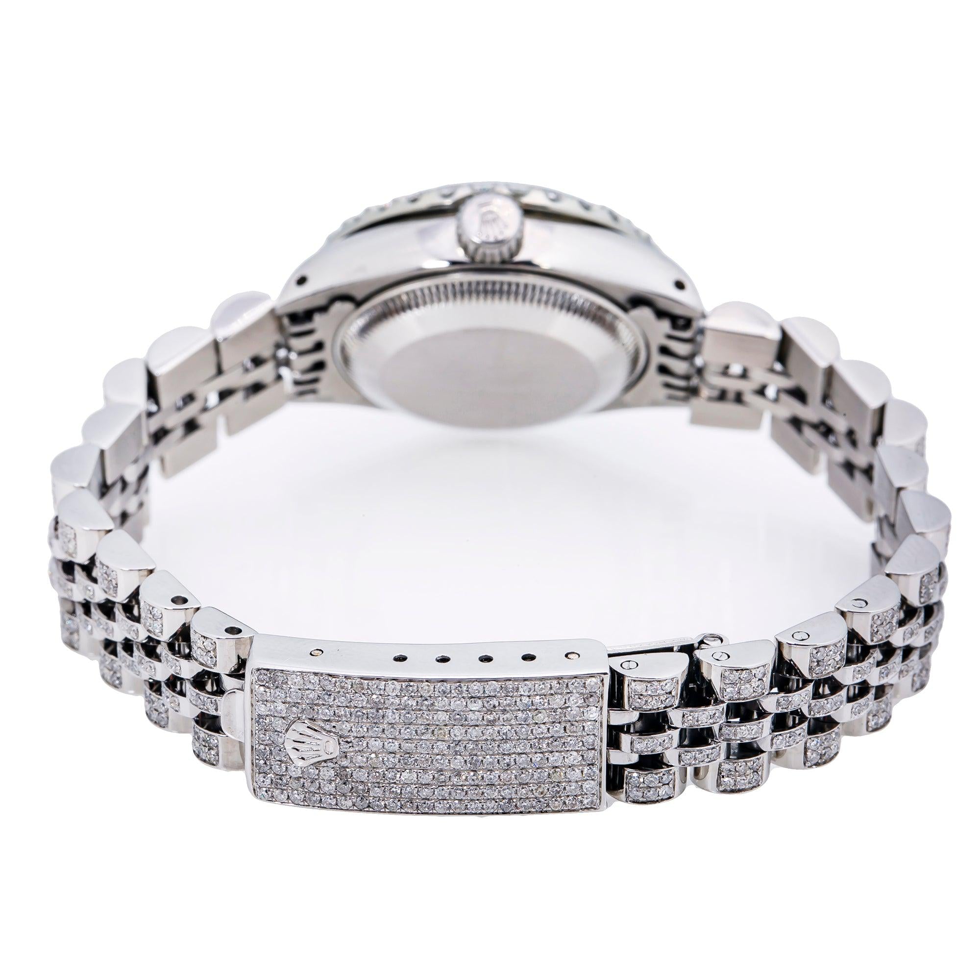 Rolex Datejust 26MM 6916 Black Diamond Dial Diamond Bezel Stainless Steel Full Diamond Jubilee Bracelet