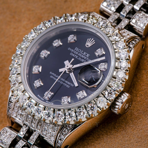 Rolex Datejust 26MM Black Dial With Stainless Steel Jubilee Diamond Bracelet