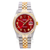Rolex Datejust 16013 36MM Red Diamond Dial With Two Tone Bracelet