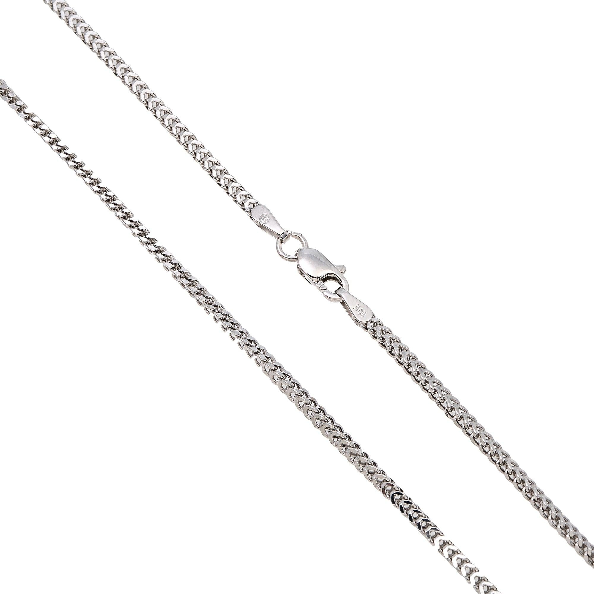 10k White Gold 2mm Hollow franco Chain Available In Sizes 18"-26"