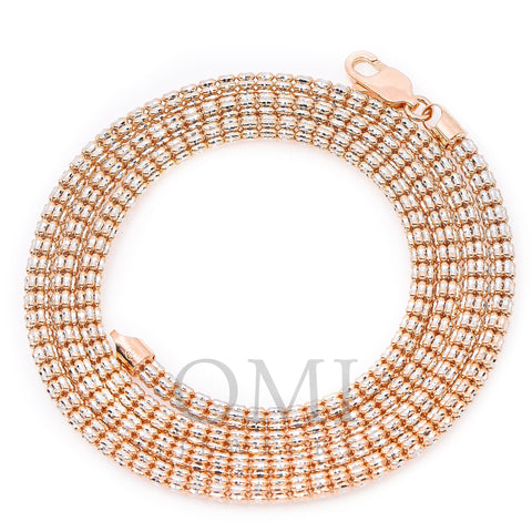 10K Rose Gold 3.40mm Ice Chain Available In Sizes 18