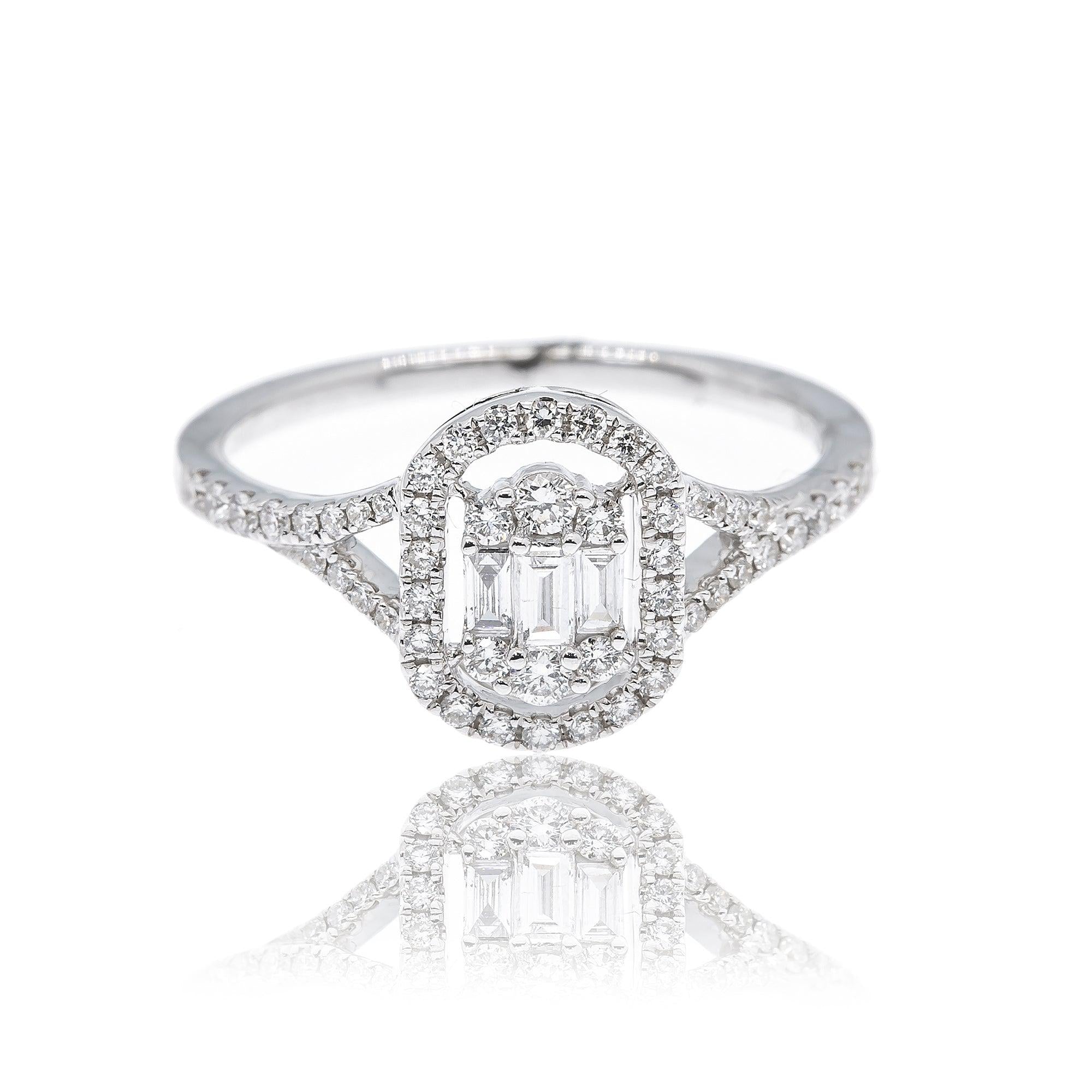 18K White Gold Ladies Engagement Ring with 0.43 CT Diamonds