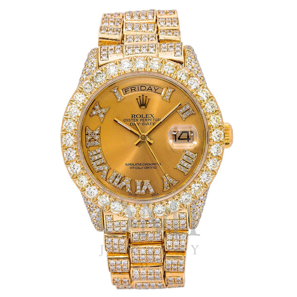 Rolex Day-Date 18038 36MM Champagne Diamond Dial With Yellow Gold Brac ...