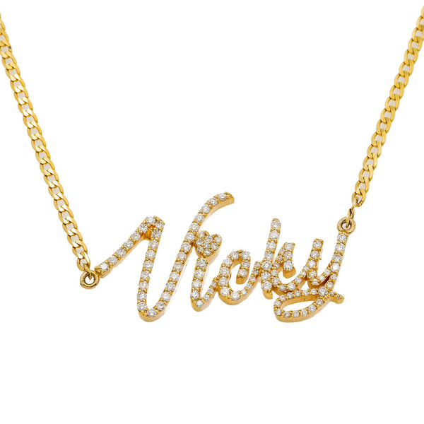 10K OR 14K GOLD UNISEX NAME PENDANT WITH DIAMONDS OMI Jewelry