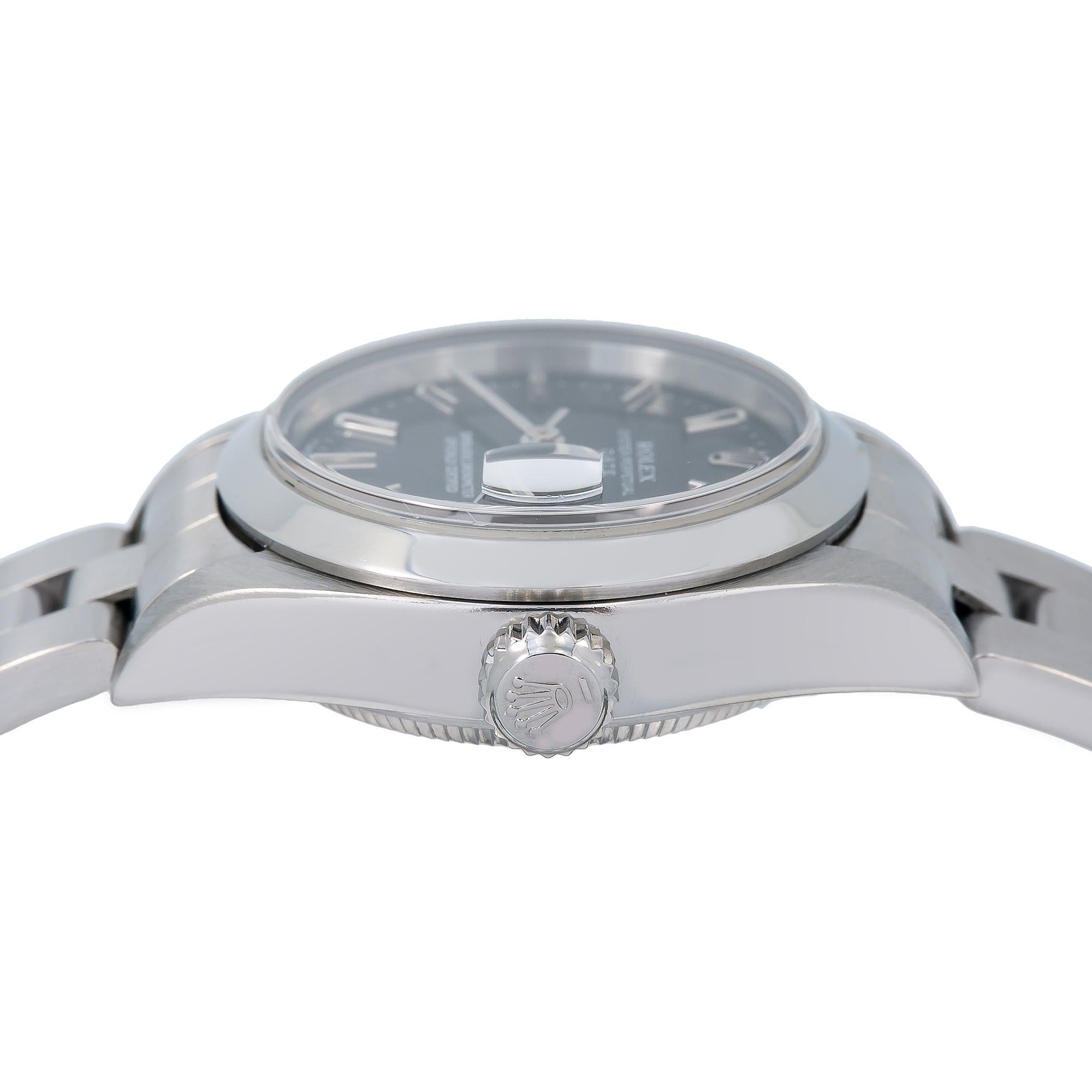 Rolex Date 26MM 69160 Black Dial Smooth Bezel Stainless Steel Oyster Bracelet