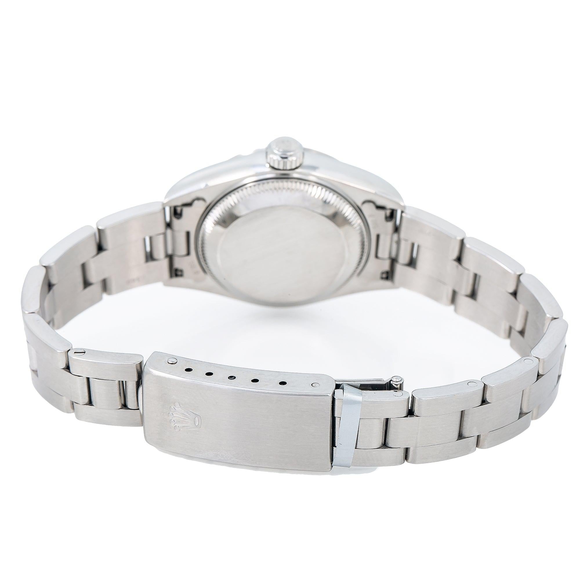 Rolex Date 26MM 69160 Black Dial Smooth Bezel Stainless Steel Oyster Bracelet