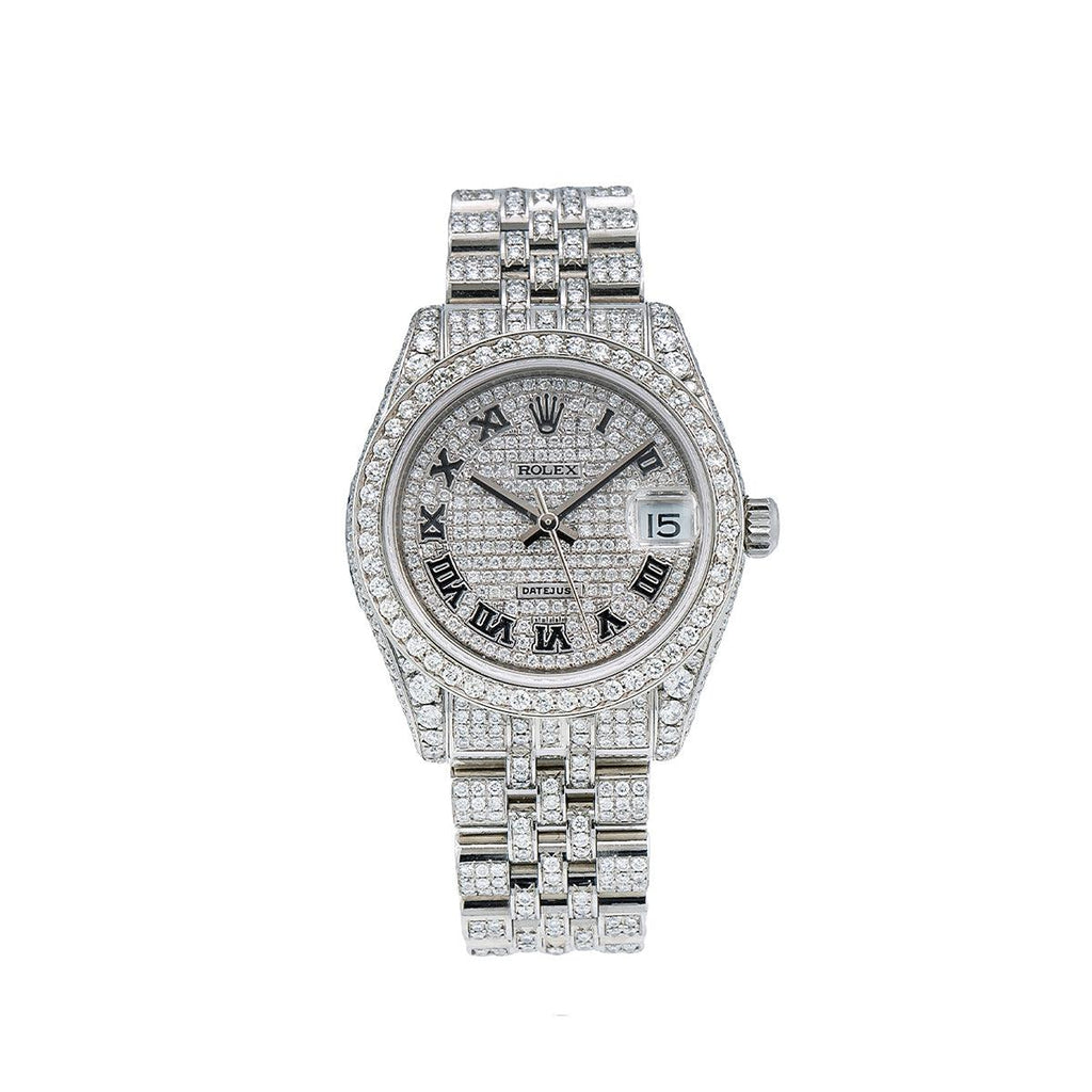 Rolex Datejust Diamond Watch 178274 31mm White Diamond Dial With