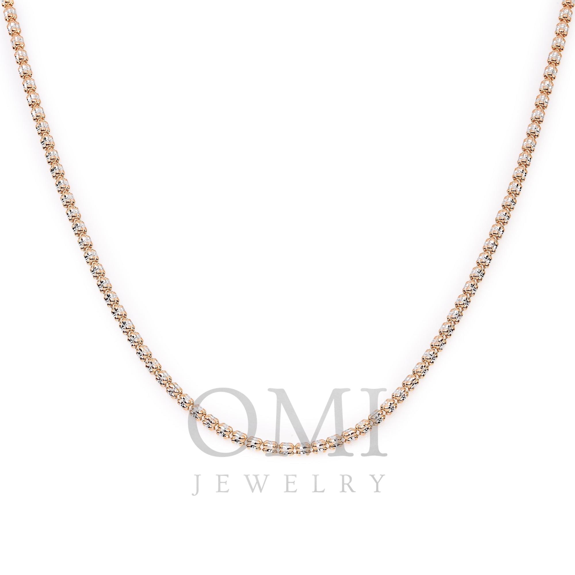 10K Rose Gold 2.5mm Ice Chain Available In Sizes 18