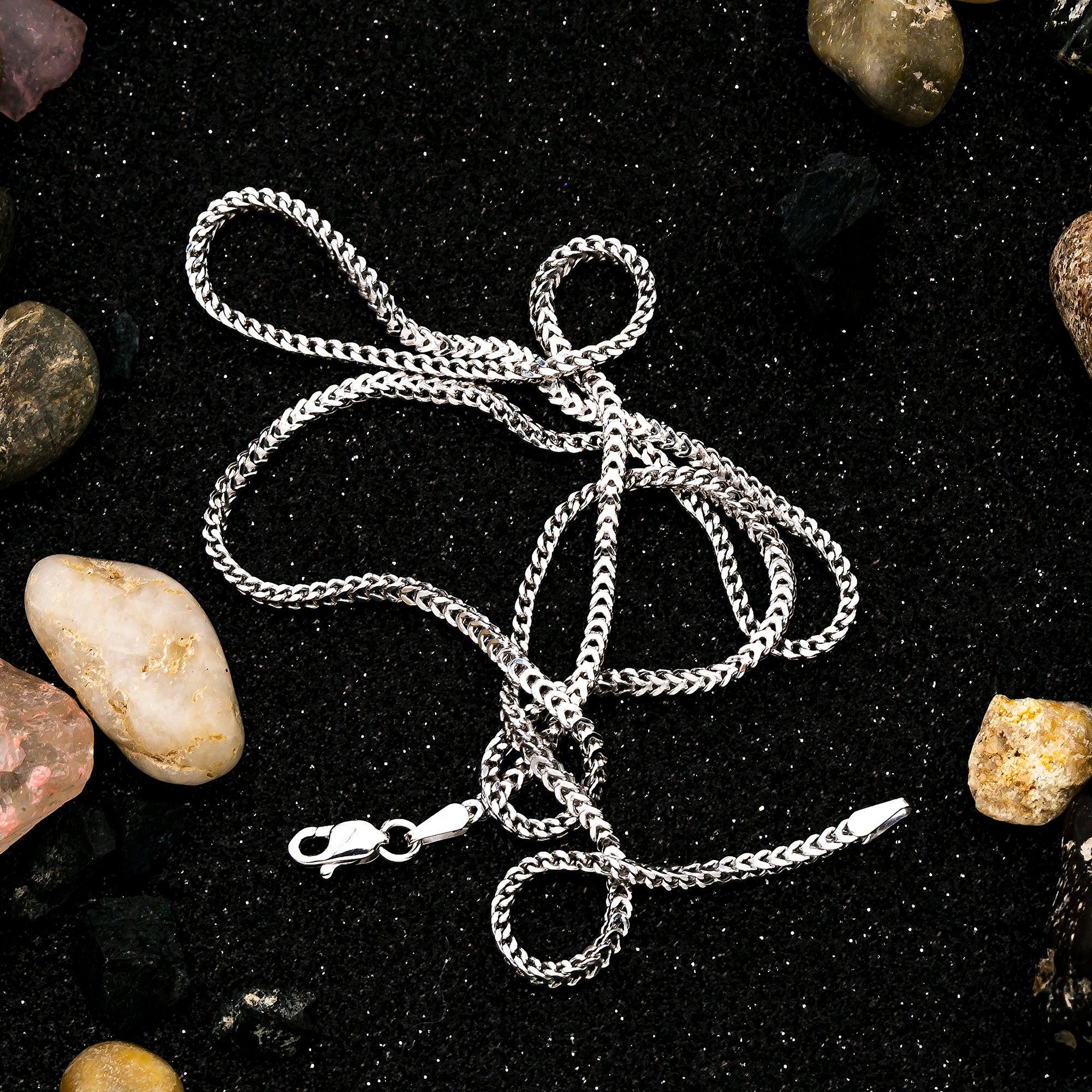 10k White Gold 2mm Hollow franco Chain Available In Sizes 18"-26"