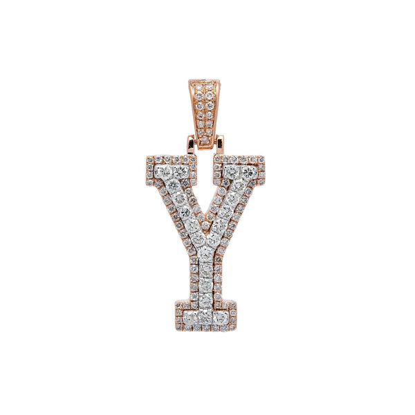 10K ROSE GOLD DIAMOND LETTER Y PENDANT OMI Jewelry