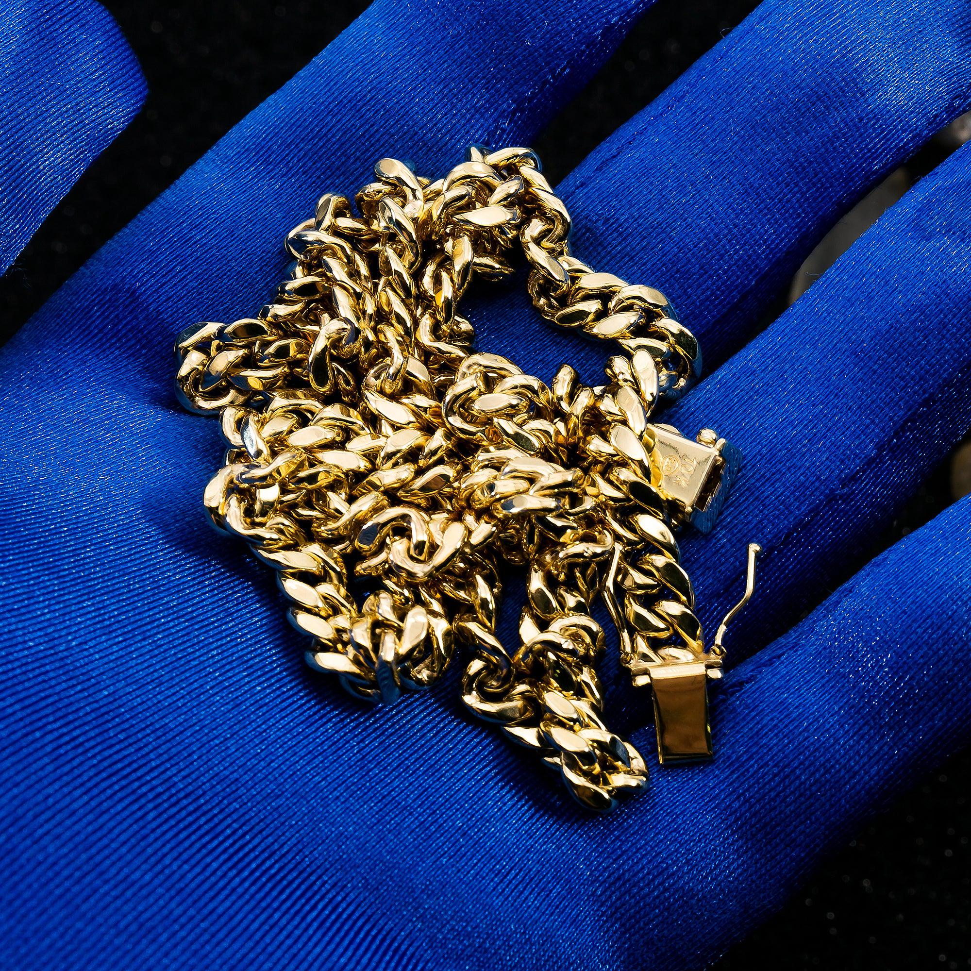 10k Yellow Gold 7mm Hollow Cuban Link Chain Available In Sizes 18"-26"