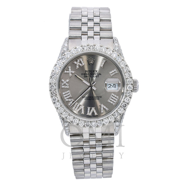 Rolex Datejust Diamond Watch, 16014 36mm, Grey Diamond Dial With 4.75 CT Diamonds