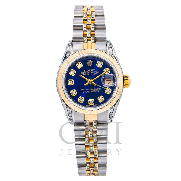 Rolex Lady-Datejust 69173 26MM Blue Diamond Dial With Two Tone Jubilee Bracelet