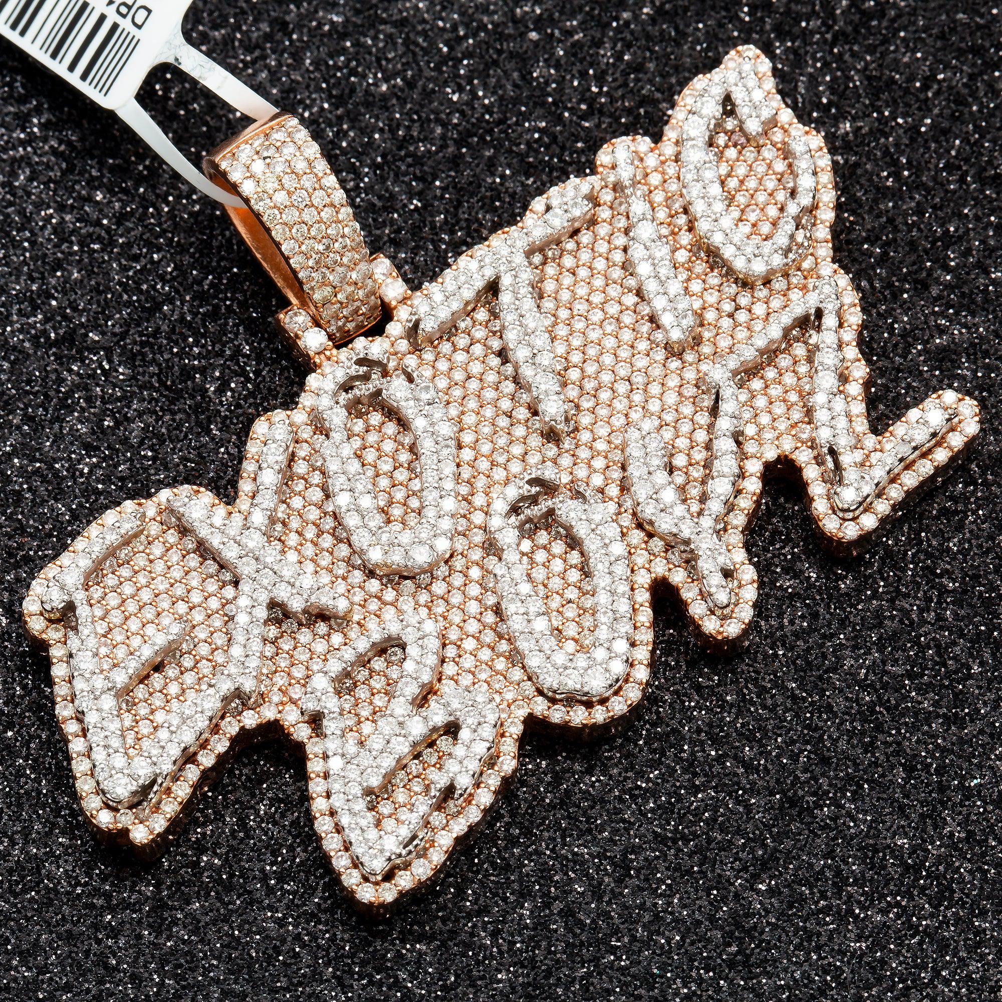 14K WHITE/ROSE GOLD UNISEX  PENDANT WITH 7 CT DIAMONDS