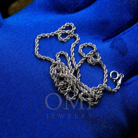 10k White Gold 2mm Hollow Rope Chain Available In Sizes 18