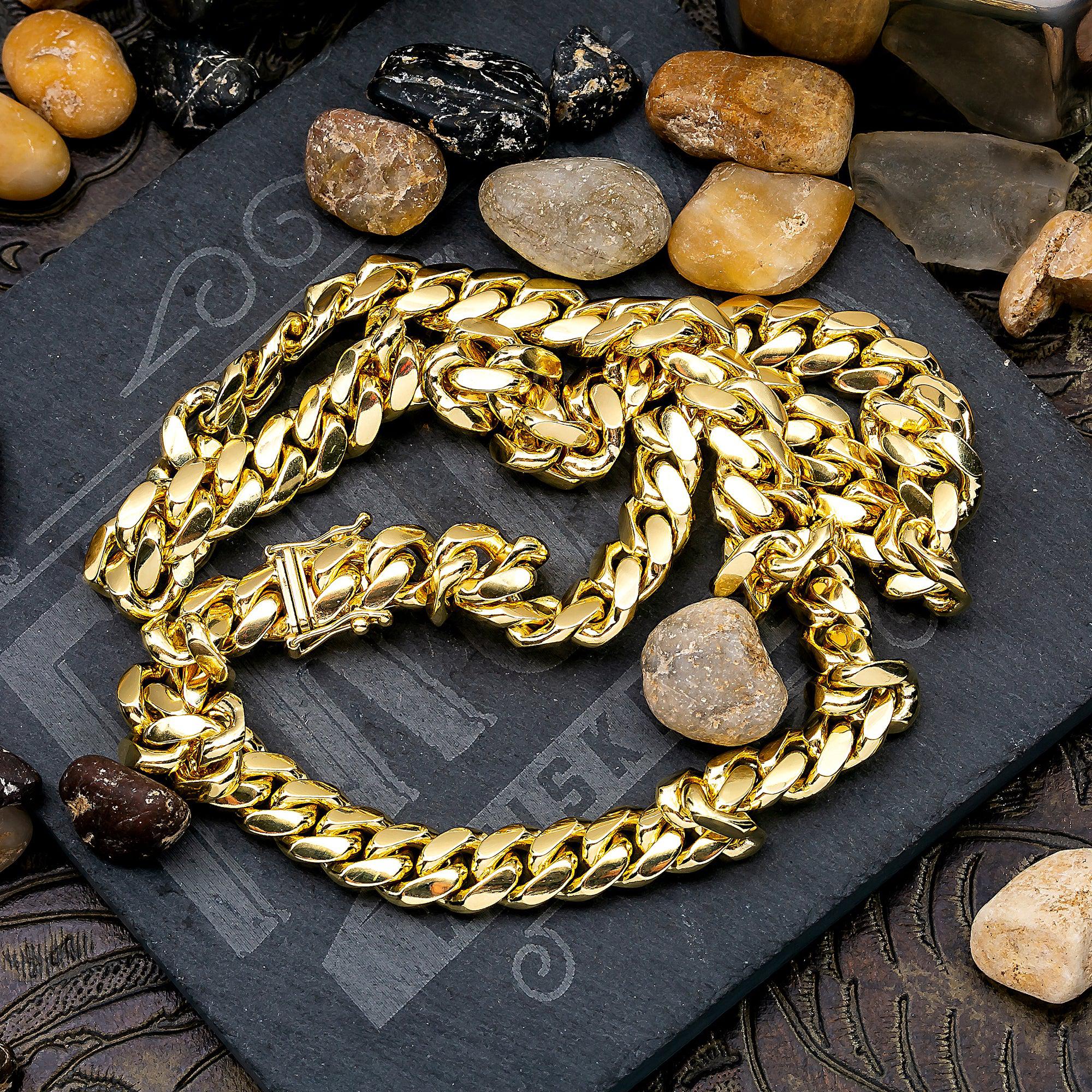 14K Yellow Gold 8.55mm Miami Cuban Link Chain Available In Sizes 18"-26"