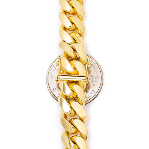 14K Solid Yellow Gold Miami Cuban Chain 11mm Available In Sizes 18