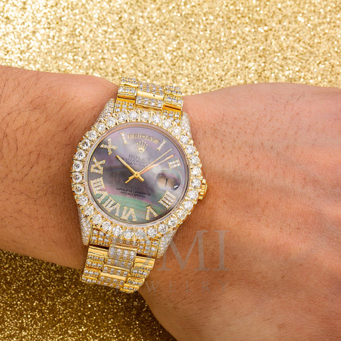 Rolex Oyster Perpetual 36MM Green and Pink Dial With 16.75 CT Diamonds
