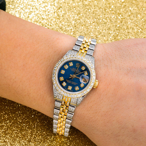 Rolex Datejust 26MM Blue Diamond Dial With Two Tone Diamond