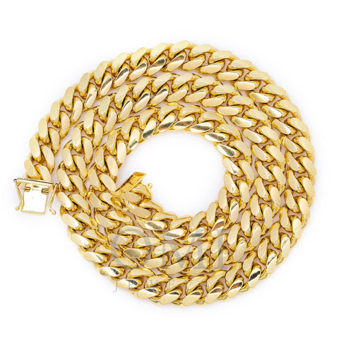 14K Yellow Gold Solid Miami Cuban 11mm Available In Sizes 18