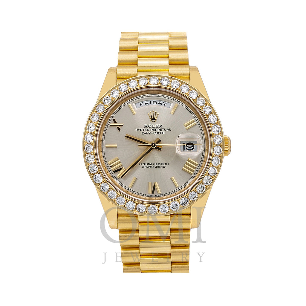Rolex Day-Date Diamond Watch, 228238 40mm, Silver Dial With 2.25 CT Diamonds
