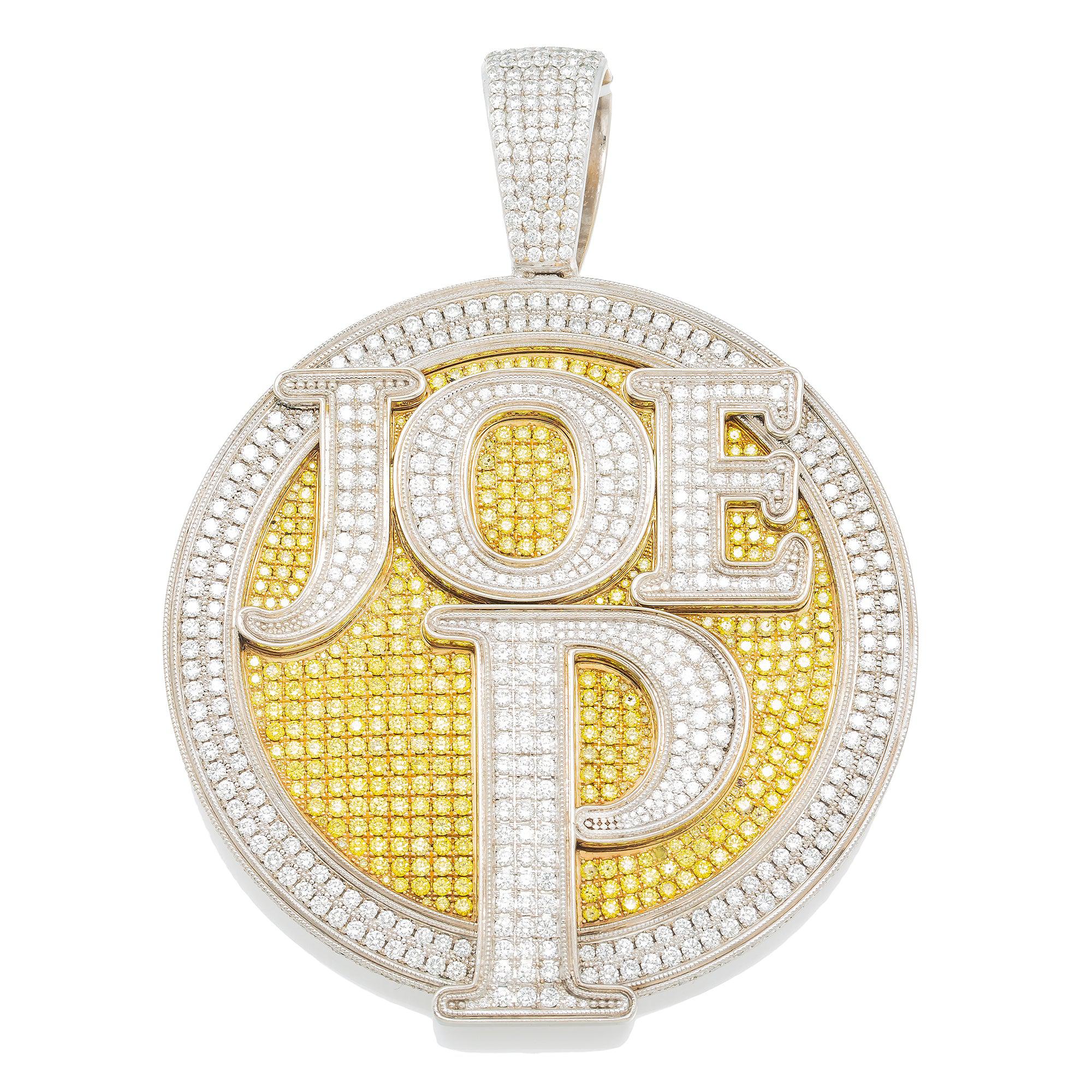 14K CUSTOM TWO TONE JOE P PENDANT WITH 9.5 CT DIAMONDS