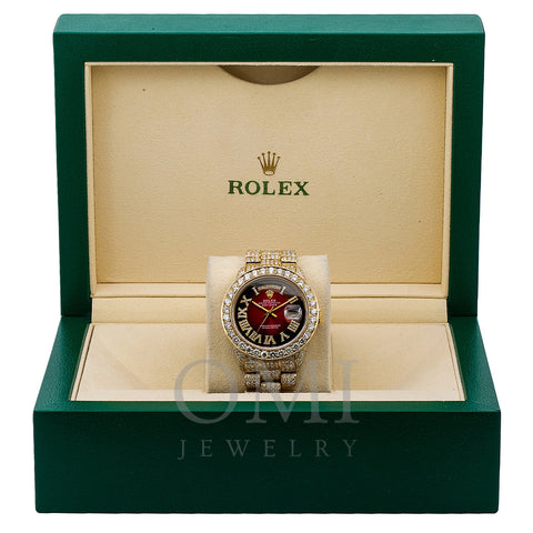 Rolex Day-Date 18078 36MM Red Diamond Dial With 23.75 CT Diamonds