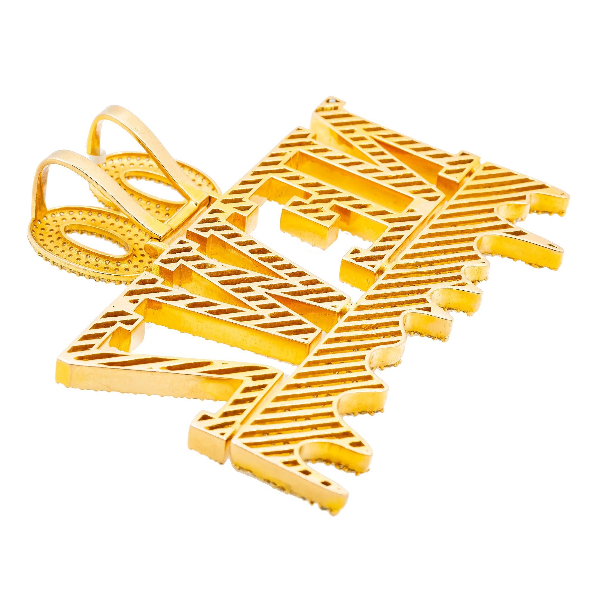 14K YELLOW GOLD DIAMOND NEWZ CUSTOM PENDANT 12 CT