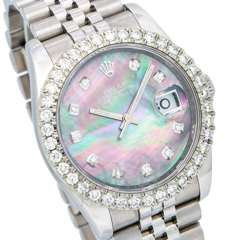 Rolex Datejust 116234 36MM Purple and Green Diamond Dial With 3.75 CT Diamonds
